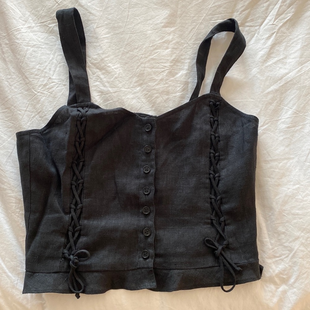 Black Reformation corset crop top